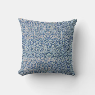 Decorative Art Forest Scenery Birds Rabbits Blue Throw Pillow