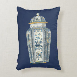 Decorative Asian Urn in Blue & White Pillow