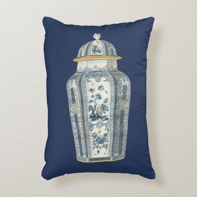 Decorative Asian Urn in Blue & White Pillow (Front(Vertical))