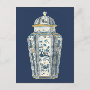 Decorative Asian Urn in Blue & White Postcard
