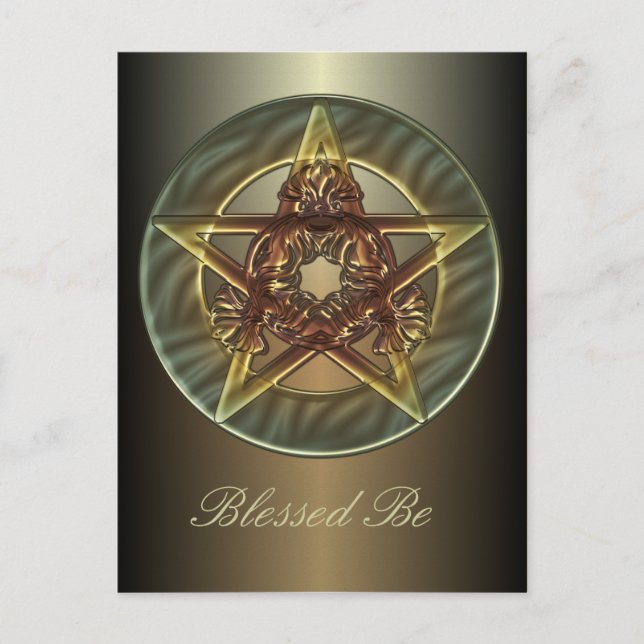 Decorative Autumn Shades Pentacle Postcard (Front)