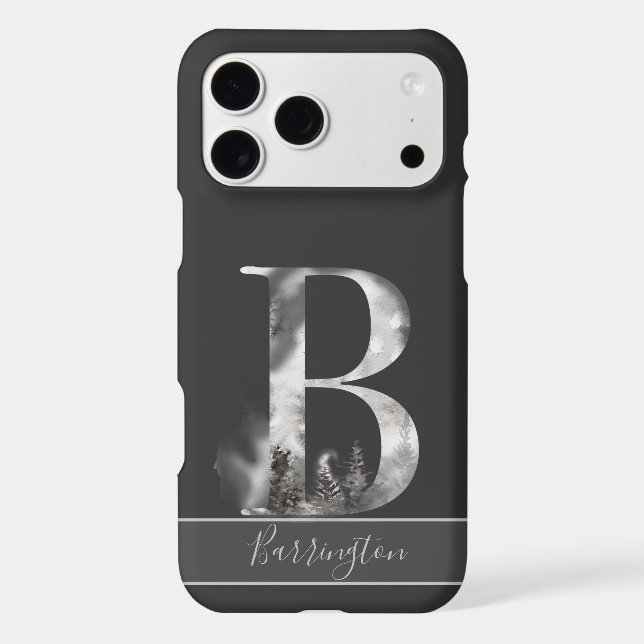 Decorative B Monogram with Name, Grey (Back)