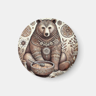 Decorative Bear Illustration Magnet