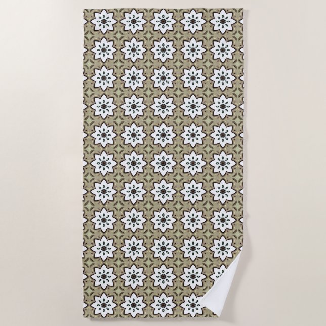 Decorative beige background patterned beach towel (Front)