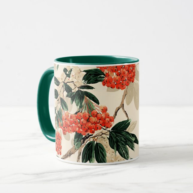 Decorative Berry Floral Pattern Mug (Front Left)