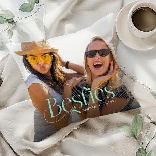 Decorative BESTIES, Best Friends Overlay Photo Throw Pillow