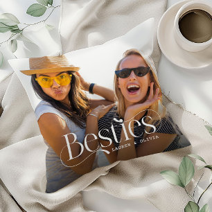 Decorative BESTIES, Best Friends Overlay Photo Throw Pillow