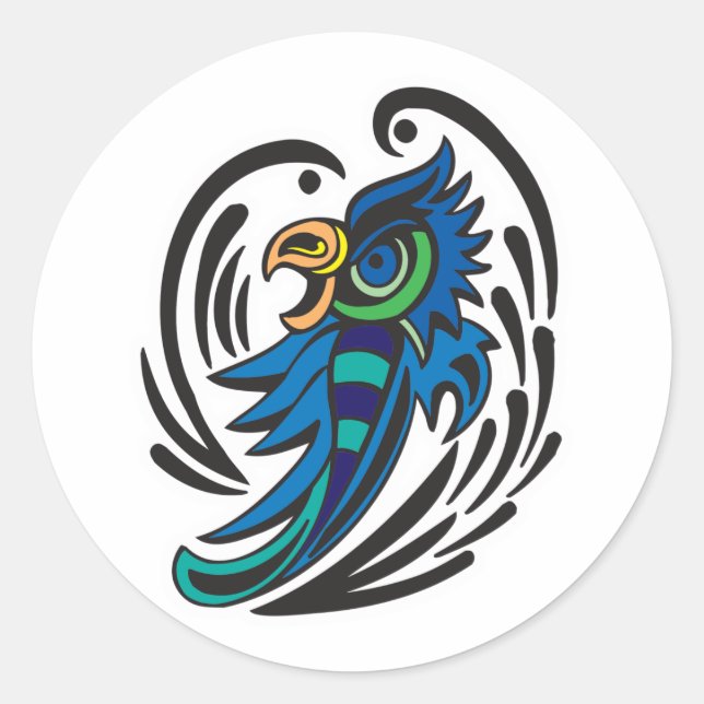 Decorative Bird Tattoo Design Classic Round Sticker (Front)