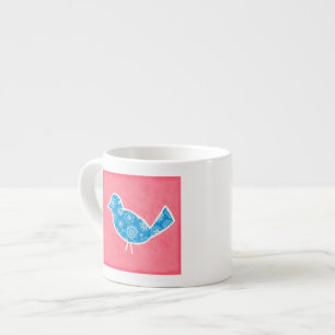Decorative Bird with Patterns on Pink Background Espresso Cup