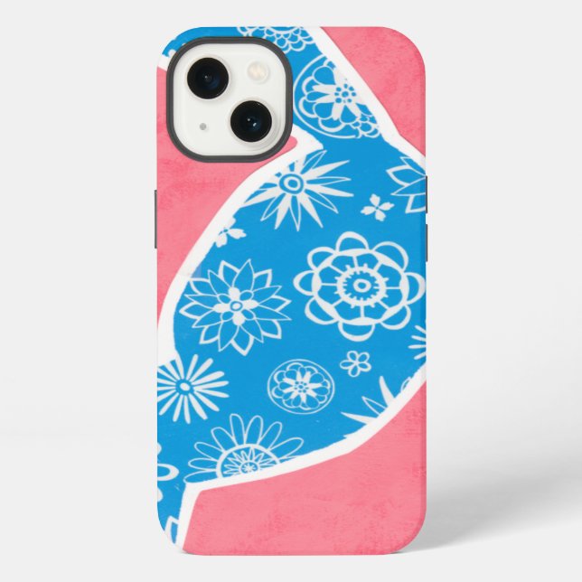 Decorative Bird with Patterns on Pink Background iPhone Case (Back)