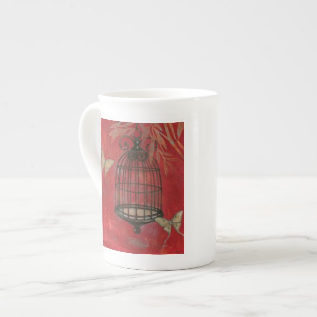 Decorative Birdcage with Butterflies Bone China Mug (Front Left)