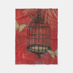 Decorative Birdcage with Butterflies Fleece Blanket