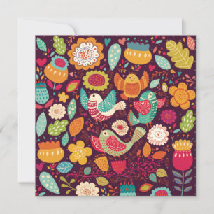 Decorative Birds Holiday Card