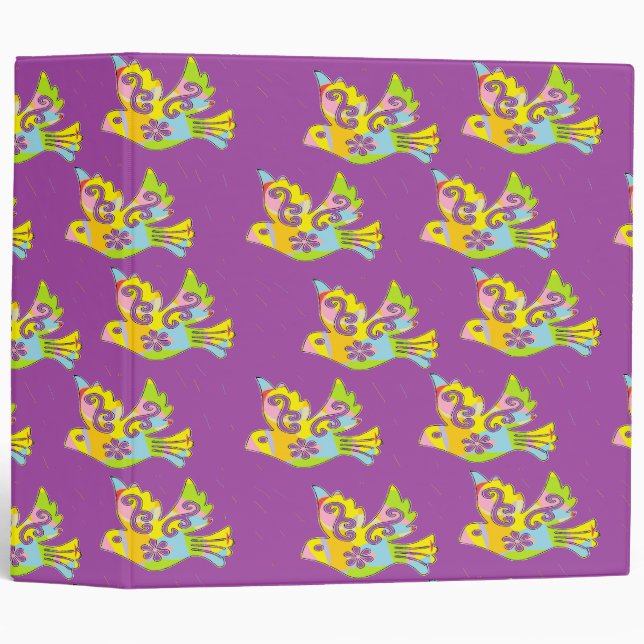 decorative birds on purple binder (Front/Spine)