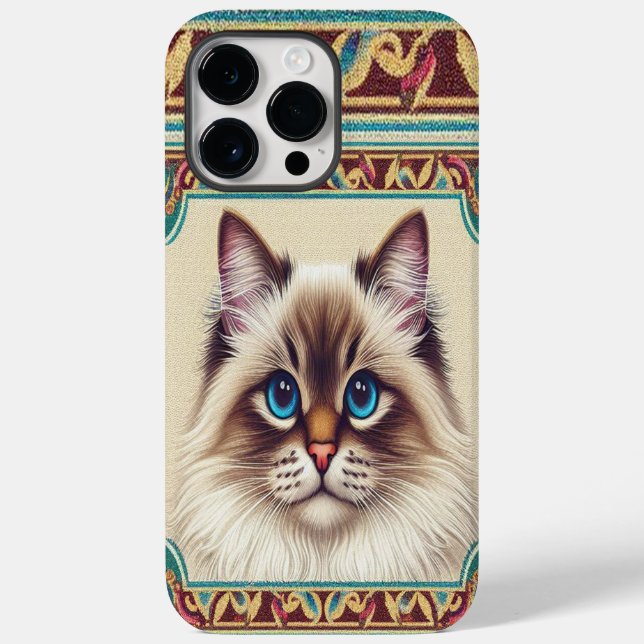 Decorative Birman Cat Colourful Framed Border Case-Mate iPhone Case (Back)