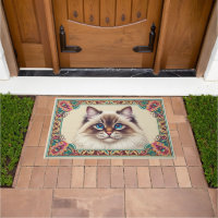 Decorative Birman Cat Colourful Framed Border