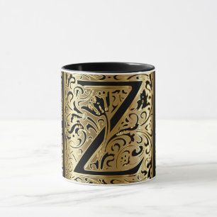 Decorative Black and Gold Letter Z Coffee Mug