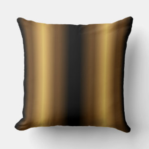 Decorative Black and Gold Striped Throw Pillow