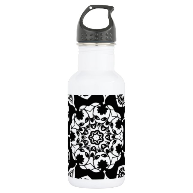 Decorative Black And White 532 Ml Water Bottle (Front)