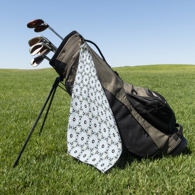 Decorative black and white circular patterned  golf towel (Green)