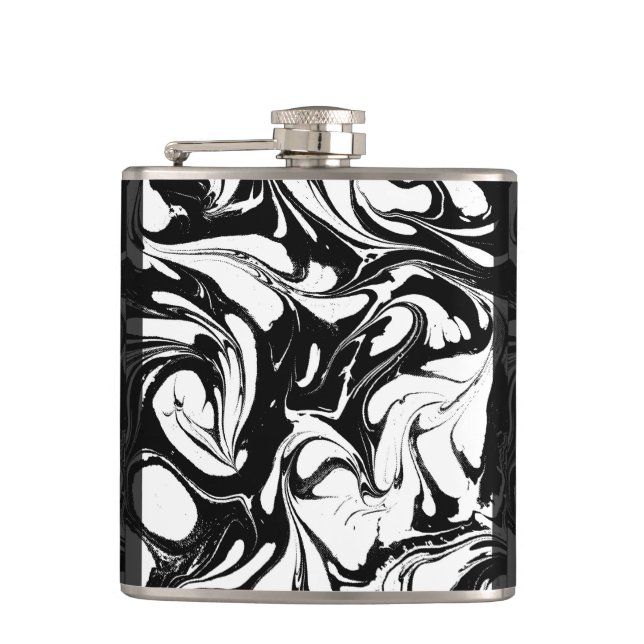 Decorative Black And White Marble Stone Hip Flask (Front)