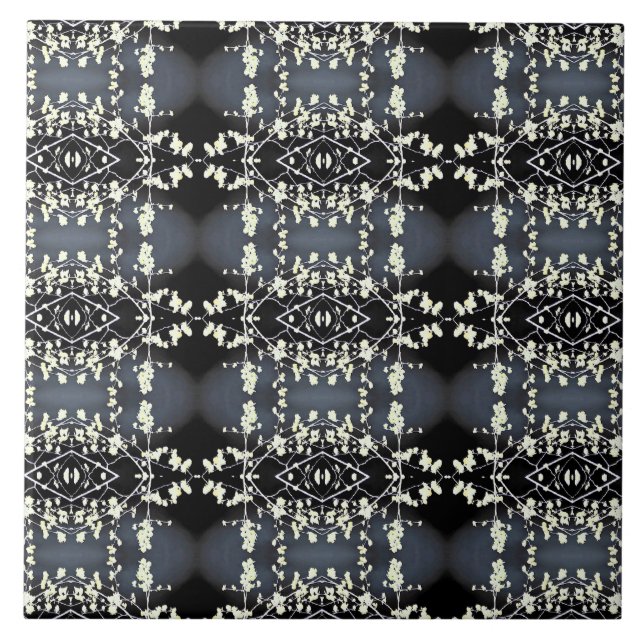 Decorative black and white pattern tile (Front)