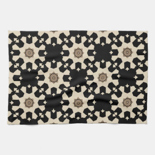 Decorative Black & Beige Geometric Pattern Kitchen Towel