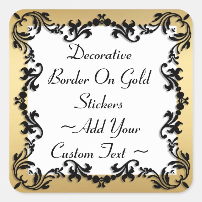 Decorative Black Border On Gold Sticker (Front)