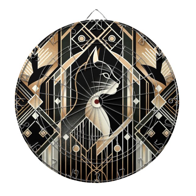 Decorative Black Cat Abstract Dartboard (Front)