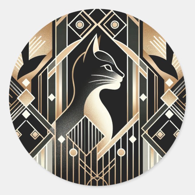 Decorative Black Cat Abstract Sticker (Front)