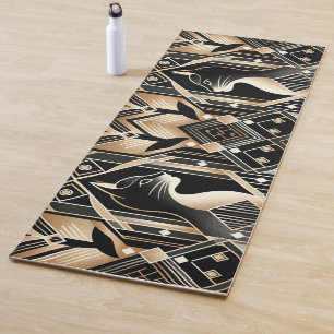 Decorative Black Cat Abstract Yoga Mat