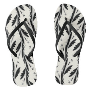 Decorative Black Vines Pattern Flip Flops