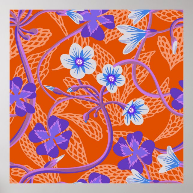 Decorative blooming wildflowers. Summer floral bac Poster (Front)