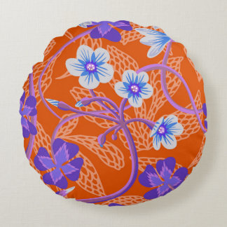 Decorative blooming wildflowers. Summer floral bac Round Pillow