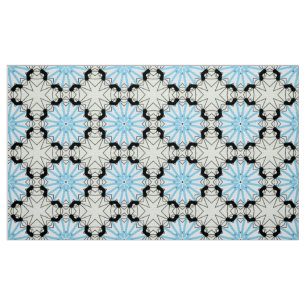 Decorative blue and black geometric pattern fabric
