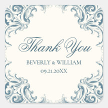 Decorative Blue Baroque Wedding Thank You