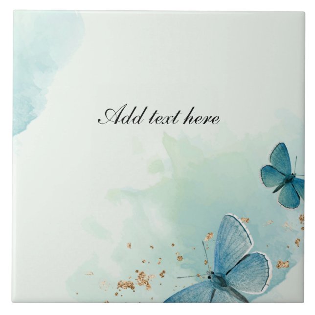 Decorative Blue Butterflies template Tile (Front)