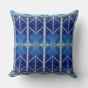 Decorative Blue Pattern Throw Pillow