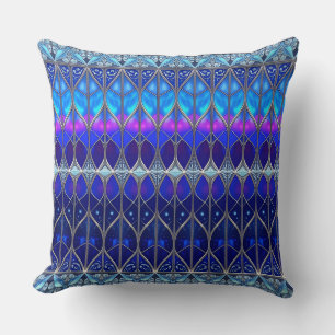 Decorative Blue Pattern Throw Pillow