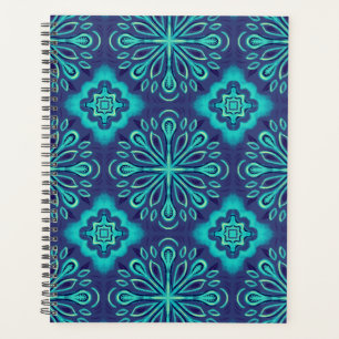 Decorative Blue Snowflake Boho Pattern Planner
