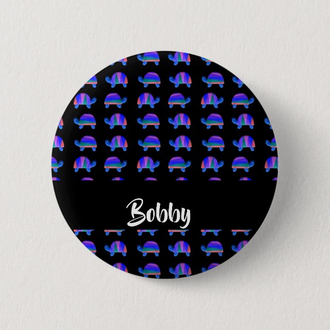 Decorative blue turtles 2 inch round button (Front)