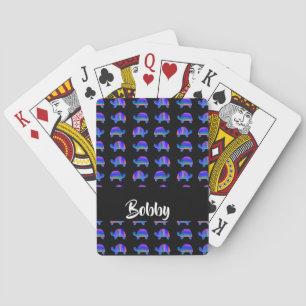 Decorative blue turtles playing cards