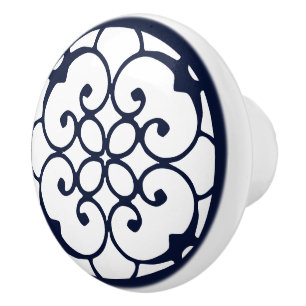Decorative Blue White Pattern Ceramic Pull Knob