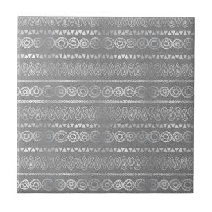 Decorative Bohemian Grey Stripe Striped Pattern Tile