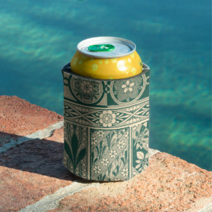 Decorative Botanical Art Nouveau Pattern Can Cooler