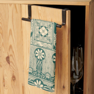 Decorative Botanical Art Nouveau Pattern Kitchen Towel