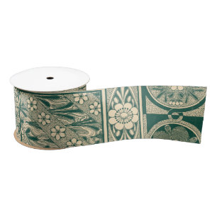 Decorative Botanical Art Nouveau Pattern Satin Ribbon
