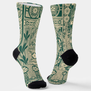 Decorative Botanical Art Nouveau Pattern Socks