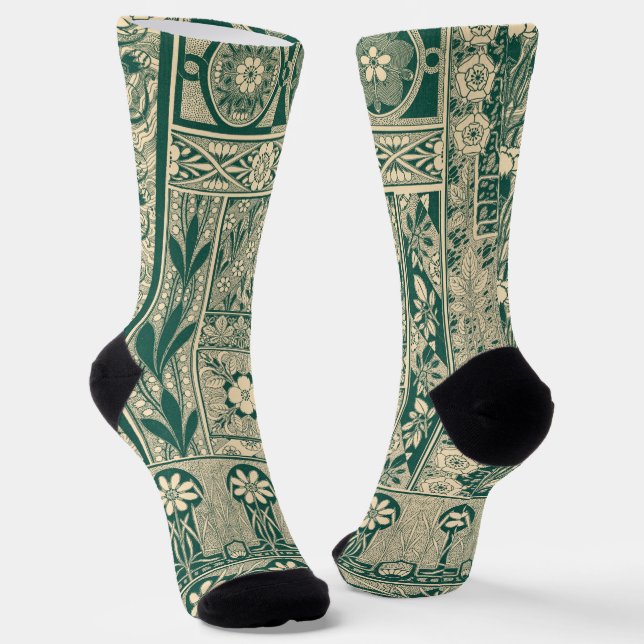 Decorative Botanical Art Nouveau Pattern Socks (Angled)