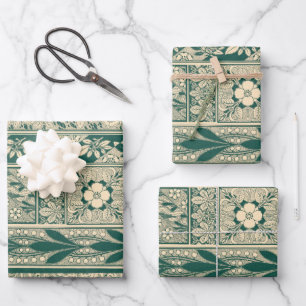Decorative Botanical Art Nouveau Pattern Wrapping Paper Sheet